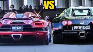 Koenigsegg Agera R vs Bugatti Veyron  Sound Battle [upl. by Eseryt]