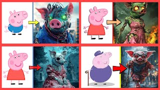 PEPPA PIG as SKELETONS SCARY ROBOTS ZOMBIE KIDS ZOMBIE SKELETONS  All Characters Compilation [upl. by Valenba]