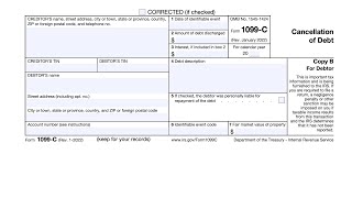 IRS Form 1099C walkthrough Cancellation of Debt [upl. by Gonick]