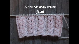 TUTO POINT COEUR AU TRICOT Heart stictch knitting CORAZON PUNTO RUSO DOS AGUJAS [upl. by Philippine]