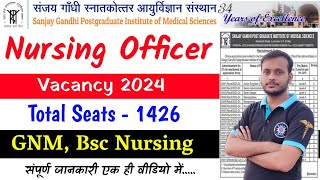 sgpgi nursing officer vacancy 2024  eligibility  age limit  section process  syllabus  salary [upl. by Coop]