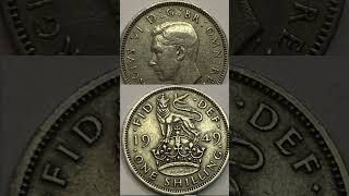 Rare 1949 UK 1 Shilling Coin – English Crest King George VI coin shrots currency [upl. by Arde]