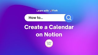 How to create a Calendar on Notion [upl. by Pravit]