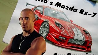 Toretto´s Mazda RX7 The Fast and the FuriousFan Art Car Drawing by Fast Art [upl. by Bobby]