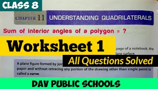 DAV class 8 maths chapter 11 worksheet 1 all questions solved [upl. by Notpmah]