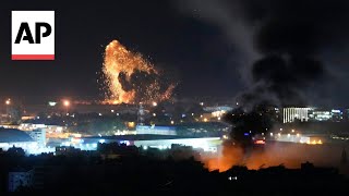 Video captures Israel strikes in Beirut Lebanon [upl. by Rimidalb]