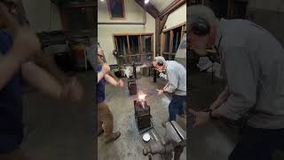 Forging down 15in wrought anchor chain to make scythe peening tool blacksmith iron steel forge [upl. by Grantley]