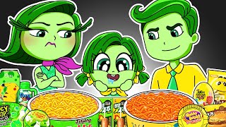 Inside Out 2  DISGUST Family Convenience Store YELLOW GREEN Food Mukbang Animation  ASMR [upl. by Carling]