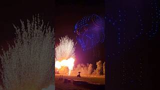 When 850 drones interact with fireworks dronelightshow fireworks [upl. by Meares]