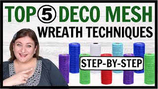 TOP 5 Deco Mesh WREATH TECHNIQUES using 6 inch DOLLAR TREE Deco Mesh [upl. by Ahsennod]