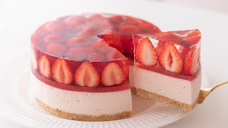 いちごのレアチーズケーキの作り方 NoBake Strawberry Cheesecake＊Eggless amp Without oven｜HidaMari Cooking [upl. by Cowden]