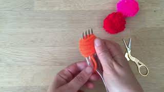 Quick adn Easy Fork Pom Poms [upl. by Ananna435]