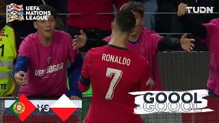 ¡QUÉ GOLAZO DE CR7 DOBLETE de Cristiano Ronaldo  Portugal 50 Polonia  UEFA Nations League 2024 [upl. by Maximo]