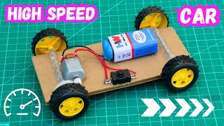 How to Make a High Speed DC Motor Car at Home  DIY Powerful Electric Toy Car  Science Project Idea [upl. by Nilesoy481]