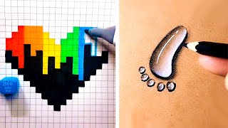 EASY DRAWING TRICKS SIMPLE DRAWING TUTORIALS DRAWING IDEAS [upl. by Primrose275]