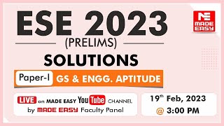 ESE 2023 Prelims LIVE Exam Solutions GS amp Engineering AptitudePaper1By MADE EASY Faculty Panel [upl. by Sunny]