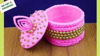 Beautiful DIY Jewellery Box Making With Plastic Bottle  Woolen Craft Idea  Best out of waste [upl. by Daas]