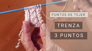 Puntos de Tejer dos agujas ➜ Trenza 3 puntos ➜ Aprender a tejer ochos [upl. by Eilliw]