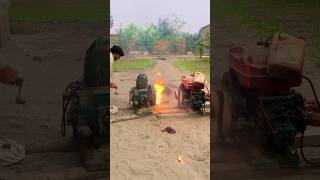 Two Diesel engine start with one man 👨 helping with fire 🔥 unitedstates unitedkingdom short [upl. by Oinotnaesoj]