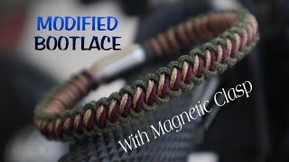 HOW TO MAKE MODIFIED BOOTLACE PARACORD BRACELET WITH MAGNETIC CLASP EASY PARACORD TUTORIAL DIY [upl. by Ottie]