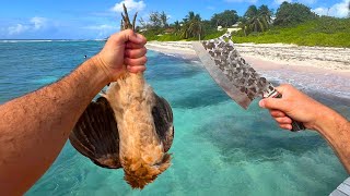 Catching Butchering amp Cooking a WILD CHICKEN on the Beach [upl. by Annohsal]