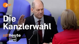 Olaf Scholz wird Bundeskanzler So laufen Wahl und Vereidigung  ZDFheute live [upl. by Amees]