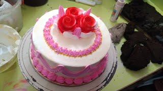 Amazing Nozzle Design Beautiful Cake  pink Colour Cake Design Idea 2024 cakedecorating [upl. by Ramburt]