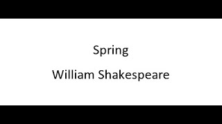 Spring  William Shakespeare [upl. by Atter]