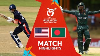 Match Highlights  Bangladesh v USA  U19 CWC 2024 [upl. by Kra]