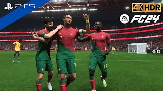 PS5 Friendly Match  Portugal vs Sweden 32  Brace CR7 Make Portugal Win  FC 24 4K HDR 60FPS [upl. by Ardnazil]