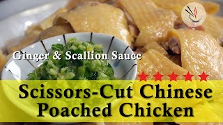 Chinese Poached Chicken ScissorsCut  no messy splashes Perfect Complement Ginger Scallion Sauce [upl. by Sissie]