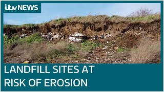 Historic landfill sites leaking into waters in Britain due to coastal erosion  ITV News [upl. by Eseekram459]