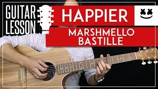 Happier Guitar Tutorial Marshmello Guitar Lesson Chords  Lead  Guitar Cover [upl. by Nerw]