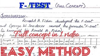 F Test  HYPOTHESIS TESTING F TEST [upl. by Arikaahs]