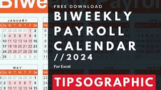 FREE Biweekly Payroll Calendar Excel  2024 [upl. by Attelrahc]