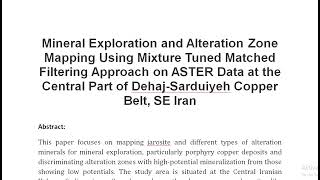 Mineral Exploration and Alteration Zone Mapping Using Mixture Tuned Matched Filtering Approach on AS [upl. by Azile]