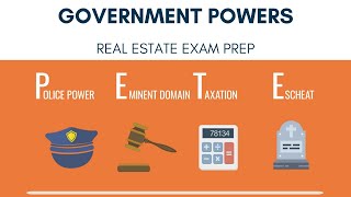 Government Powers Police Power Eminent Domain Taxation amp Escheat  Real Estate Exam Prep [upl. by Ytissac]