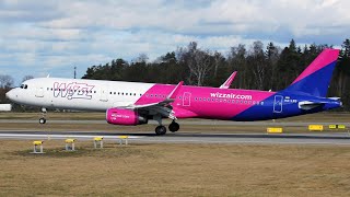 Wizz Air Airbus A321 Landing at Gdansk 4K [upl. by Ahsilac]