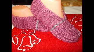 СЛЕДКИ НА 2 СПИЦАХ САМЫЕ ЛЕГКИЕ МАСТЕР КЛАССhow to knitting slippers [upl. by Aiynot]