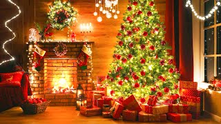 Christmas Tree Fireplace Ambience 🎄🎶 Christmas Piano Music Fireplace 🔥 Christmas Music For Sleeping [upl. by Mikahs]