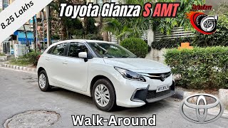 Get Up Close Toyota Glanza S AMT  FeaturePacked 2nd Base Variant  Walkaround [upl. by Maleki24]