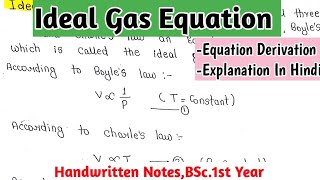 Ideal Gas Equation  Basic Concept  Derivation  Gaseous State Chemistry  BScNotes [upl. by Jamil]