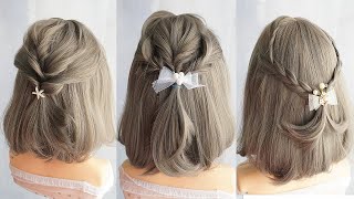 3 Peinados Para Cabello Corto Con Trenzas Elegantes  Peinados Faciles Y Rapidos Niñas Pelo Corto [upl. by Aik528]