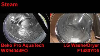 Beko Pro AquaTech WX94044EO vs LG Washer Dryer F2480YD5  Drum clean cycle Wash race [upl. by Eiramait]