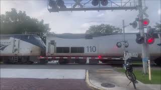 Amtrak P092 At Evers Street Crossing In PC Florida [upl. by Annaik210]