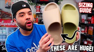 BEWARE The NEW YEEZY SLIDES Are HUGE Sizing Guide  Review 2022 [upl. by Nitaj]