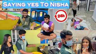 Finally Saying Yes To Nisha For 24 Hours 😅 nikhilnisha  Nikhil Nisha Vlogs [upl. by Elynad700]