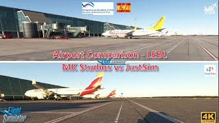 FS 2020  LEBL Barcelona Airport comparison MK Studios vs JustSim [upl. by Anear]