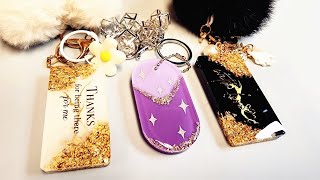 Create Luxe Custom Keychains Gold Leaf amp Glitter Epoxy Resin DIY  Trendy Crafts Tutorial [upl. by Eynttirb]