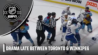 Tempers flare in final minute of Maple Leafs’ win vs Jets  NHL on ESPN [upl. by Reina529]